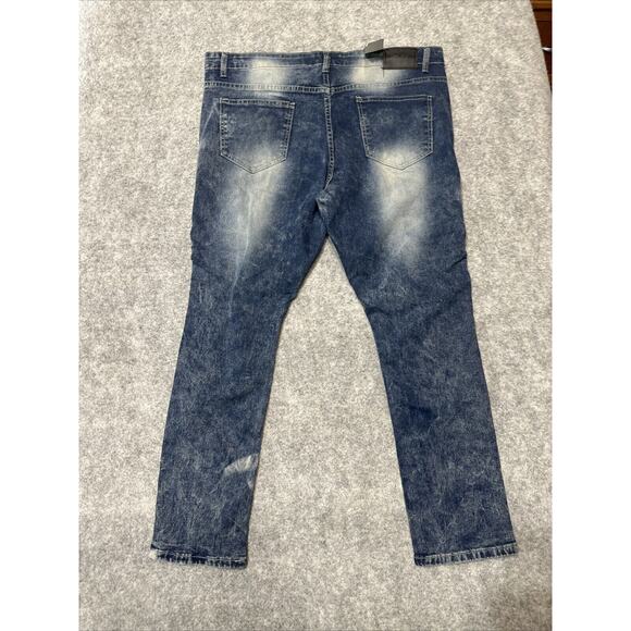 New Level 1 Denim Men's Slim Straight Jeans Sz 40x32 Blue Hip Streetwear Grunge - Picture 6 of 11